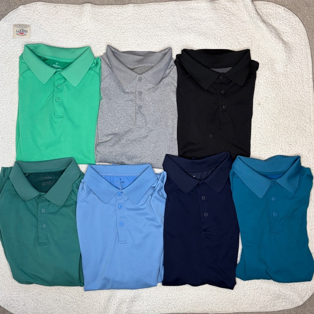 Set of 7 Fabletics Multicolor Athletic Polos: Size Extra Large